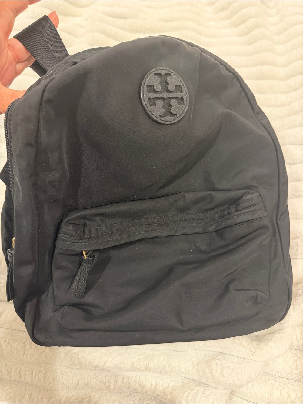 Tory Burch Black Nylon Logo Backpack